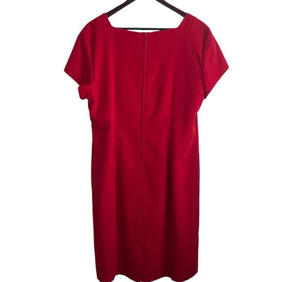 Vintage Jessica Howard Women Velvet Dress 14 Red Square Neck Classic Glam Party - Picture 2 of 14